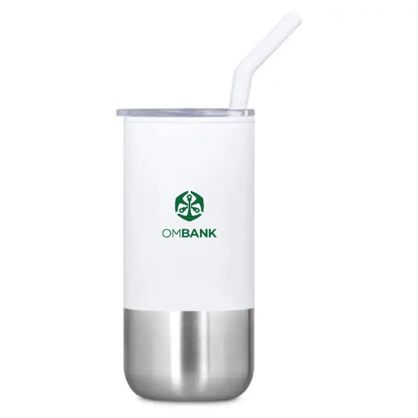 Picture of Kooshty Cheerio Stainless Steel & Plastic Double-Wall Tumbler & Straw