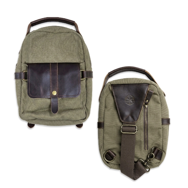 Picture of Leather & Oil Skin Canvas Crossbody Bag